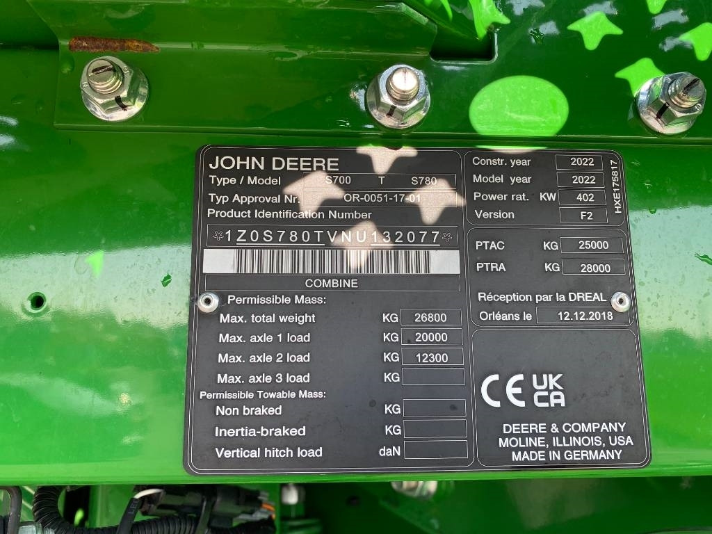 חָדָשׁ מקצרת קומבינה John Deere S 780i Garantie PowerGard 08/2027: תמונה 9