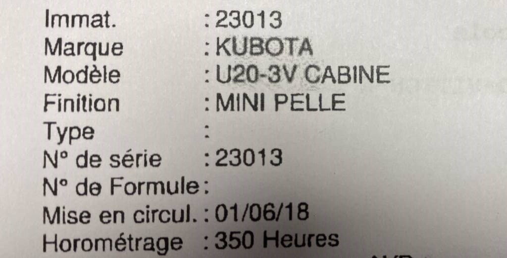 מיני מחפר Kubota U20-3EU a réparer Origine Françaises: תמונה 8
