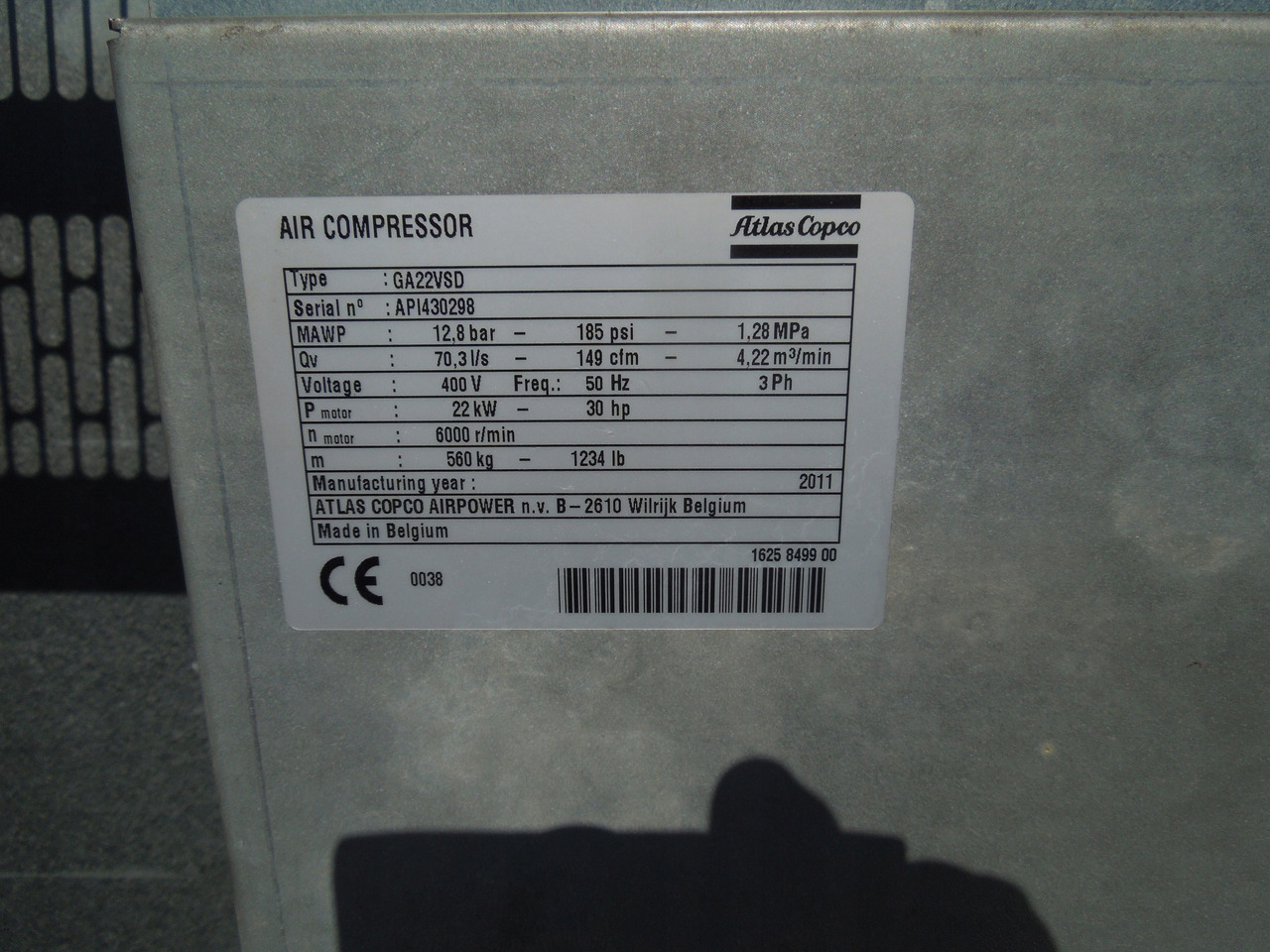ATLAS COPCO GA22VSDFF - מדחס אוויר: תמונה 4 ATLAS COPCO GA22VSDFF - מדחס אוויר: תמונה 4