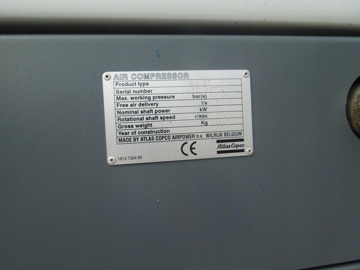 ATLAS COPCO GA37 - מדחס אוויר: תמונה 4 ATLAS COPCO GA37 - מדחס אוויר: תמונה 4
