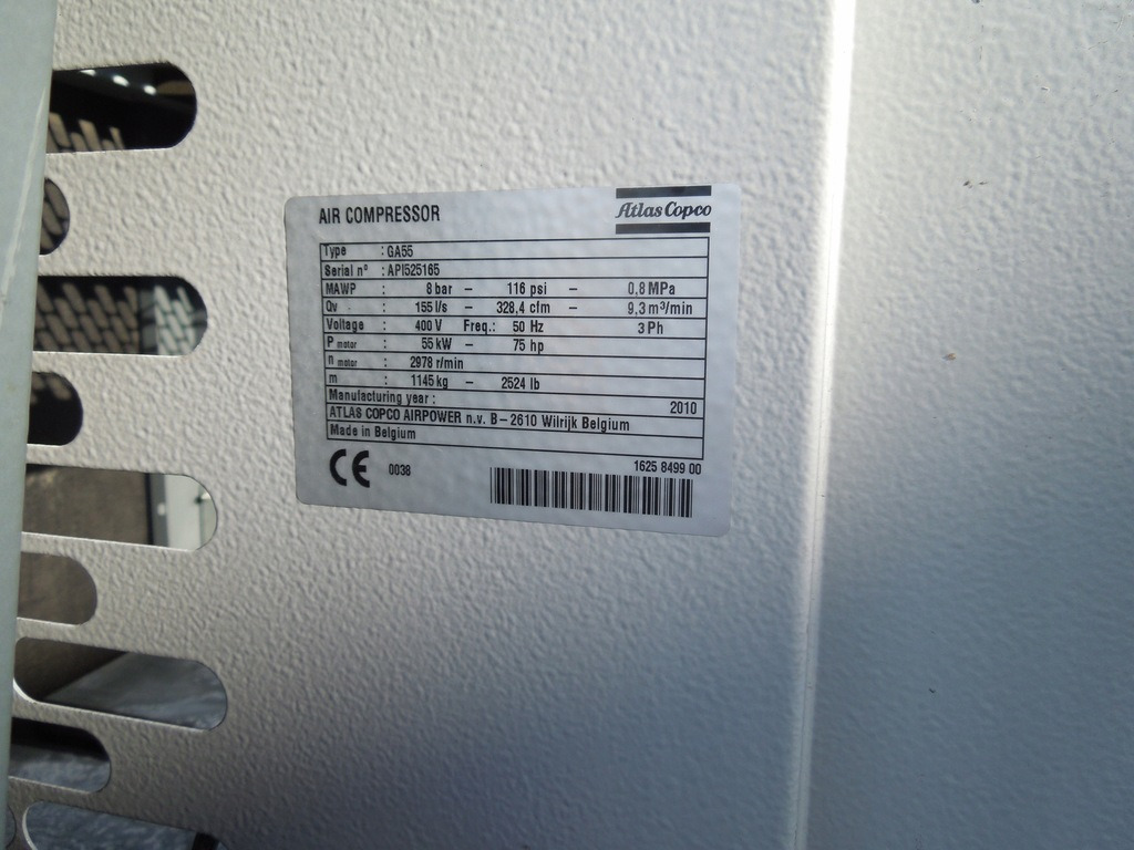 ATLAS COPCO GA55 - מדחס אוויר: תמונה 4 ATLAS COPCO GA55 - מדחס אוויר: תמונה 4