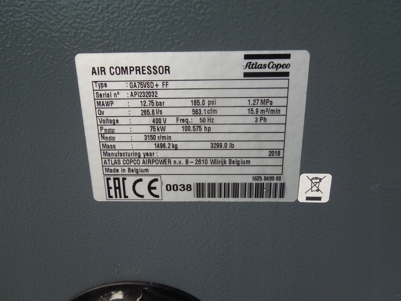 ATLAS COPCO GA75VSD+FF - מדחס אוויר: תמונה 2 ATLAS COPCO GA75VSD+FF - מדחס אוויר: תמונה 2