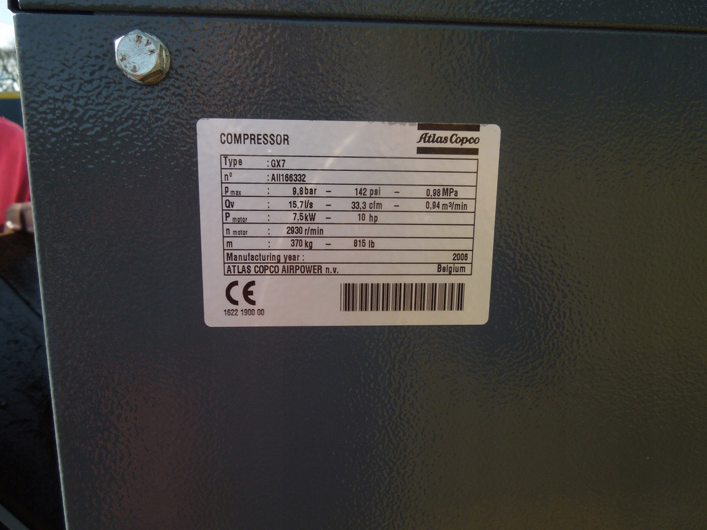 ATLAS COPCO GX7FF - מדחס אוויר: תמונה 4 ATLAS COPCO GX7FF - מדחס אוויר: תמונה 4