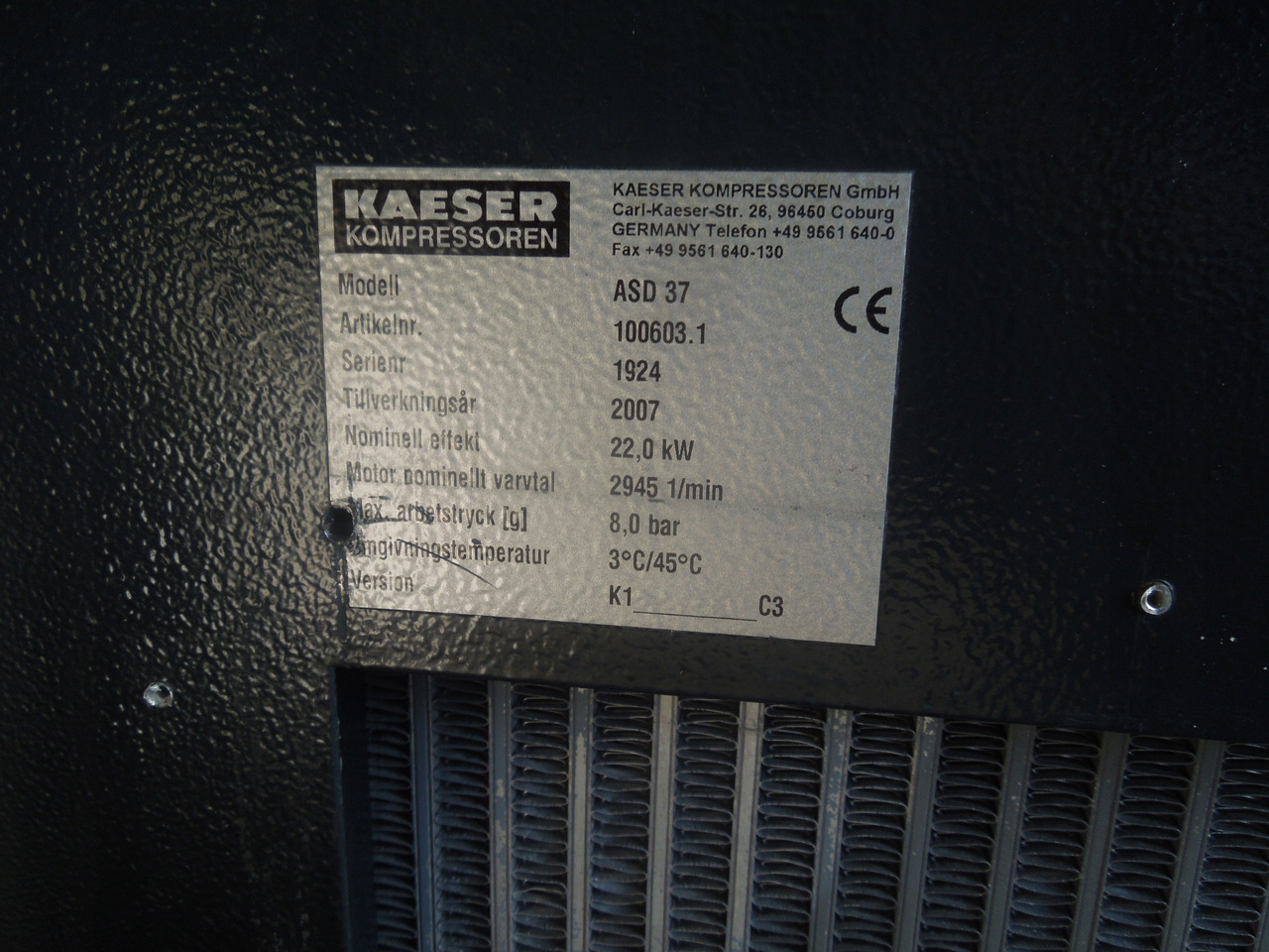 KAESER ASD37 - מדחס אוויר: תמונה 3 KAESER ASD37 - מדחס אוויר: תמונה 3