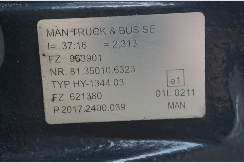 MAN HY-1344-03 37/16 I=2.31 - סרן אחורי עבור משאית: תמונה 2 MAN HY-1344-03 37/16 I=2.31 - סרן אחורי עבור משאית: תמונה 2