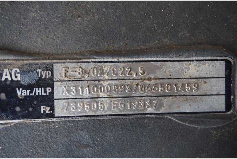 Mercedes-Benz F-8A/C22.5 - סרן קדמי עבור משאית: תמונה 2 Mercedes-Benz F-8A/C22.5 - סרן קדמי עבור משאית: תמונה 2