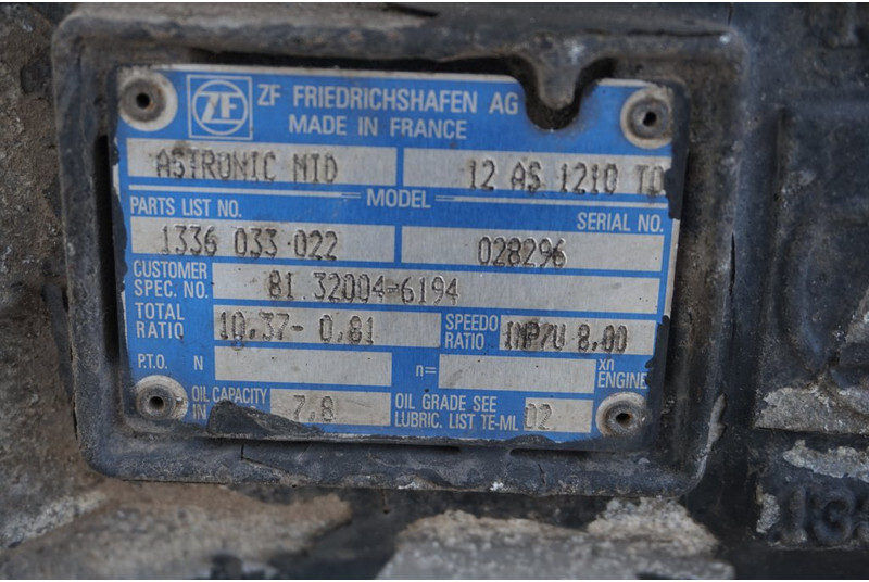 ZF 12AS1210OD TGM 81.32004-6194 - תיבת הילוכים עבור משאית: תמונה 5 ZF 12AS1210OD TGM 81.32004-6194 - תיבת הילוכים עבור משאית: תמונה 5