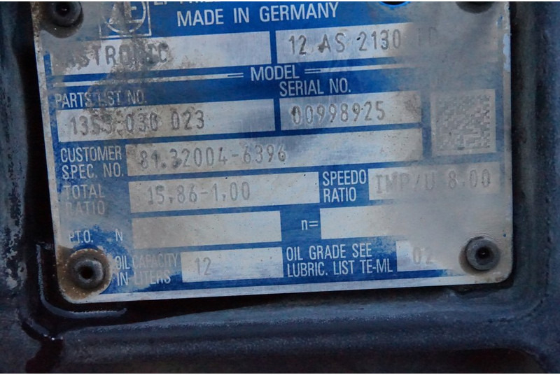 ZF 12AS2130DD TGS 81.32004-6396 - תיבת הילוכים עבור משאית: תמונה 5 ZF 12AS2130DD TGS 81.32004-6396 - תיבת הילוכים עבור משאית: תמונה 5