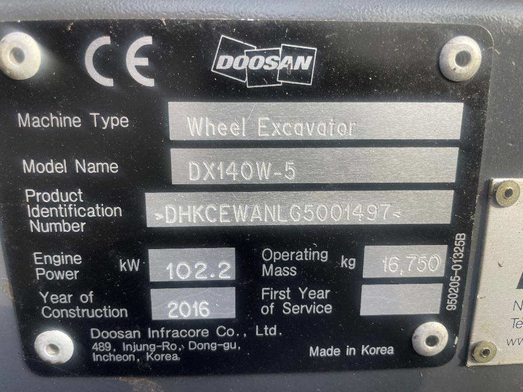 Doosan DX 140 W-5 Dismantled: only spare parts - מחפר גלגלים: תמונה 5 Doosan DX 140 W-5 Dismantled: only spare parts - מחפר גלגלים: תמונה 5