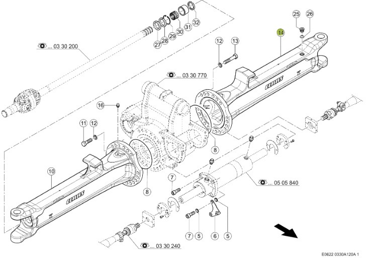 Claas Jaguar 970 - tylna oś napędowa - obudowa osi LEWA 0015048870 - סרן אחורי עבור מכונה חקלאית: תמונה 1 Claas Jaguar 970 - tylna oś napędowa - obudowa osi LEWA 0015048870 - סרן אחורי עבור מכונה חקלאית: תמונה 1