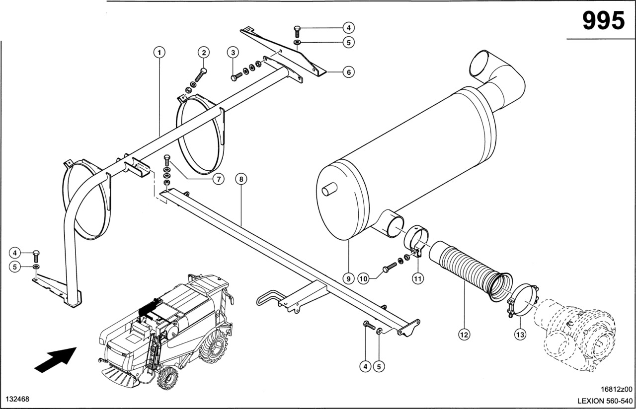 Claas Lexion 560 RURA WYDECHOWA 0007980910 (Silnik c6.6, c10, c13; układ wydechowy) - צינור פליטה עבור מכונה חקלאית: תמונה 1 Claas Lexion 560 RURA WYDECHOWA 0007980910 (Silnik c6.6, c10, c13; układ wydechowy) - צינור פליטה עבור מכונה חקלאית: תמונה 1