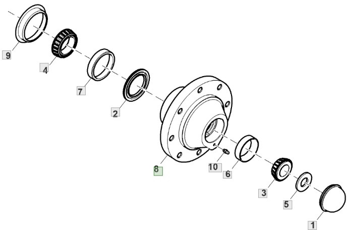 John Deere 6110 - oś przednia - piasta koła P58400 - רכזת גלגלים עבור מכונה חקלאית: תמונה 1 John Deere 6110 - oś przednia - piasta koła P58400 - רכזת גלגלים עבור מכונה חקלאית: תמונה 1