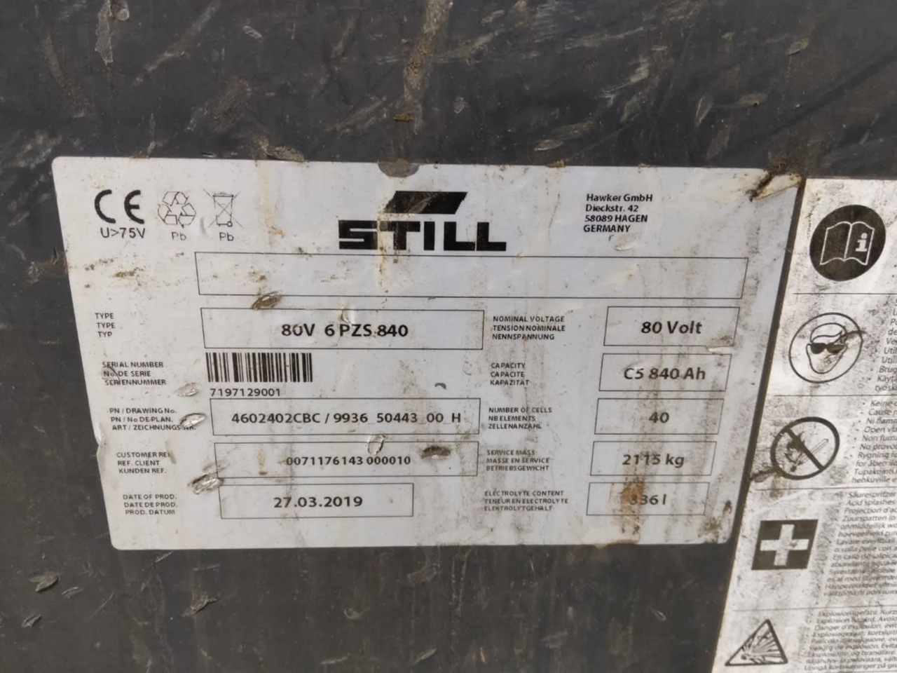 Hawker Battery 80V 840Ah - מצבר עבור ציוד לטיפול בחומרים: תמונה 2 Hawker Battery 80V 840Ah - מצבר עבור ציוד לטיפול בחומרים: תמונה 2
