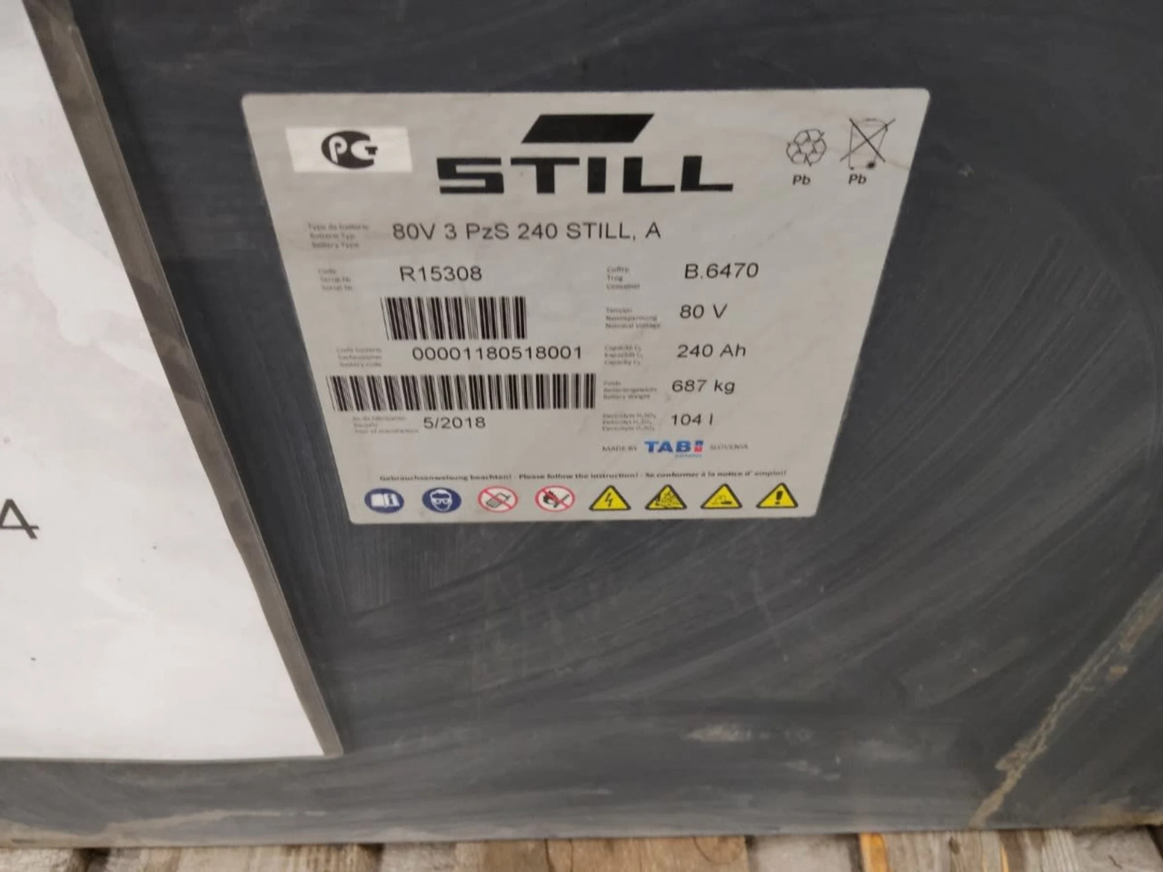 Tab 80V 240Ah - מצבר עבור ציוד לטיפול בחומרים: תמונה 2 Tab 80V 240Ah - מצבר עבור ציוד לטיפול בחומרים: תמונה 2
