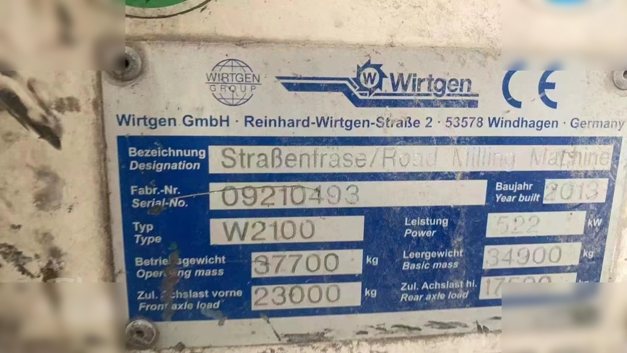 2013 WIRTGEN W2100 - מקצועה חשמלית קרה: תמונה 3 2013 WIRTGEN W2100 - מקצועה חשמלית קרה: תמונה 3