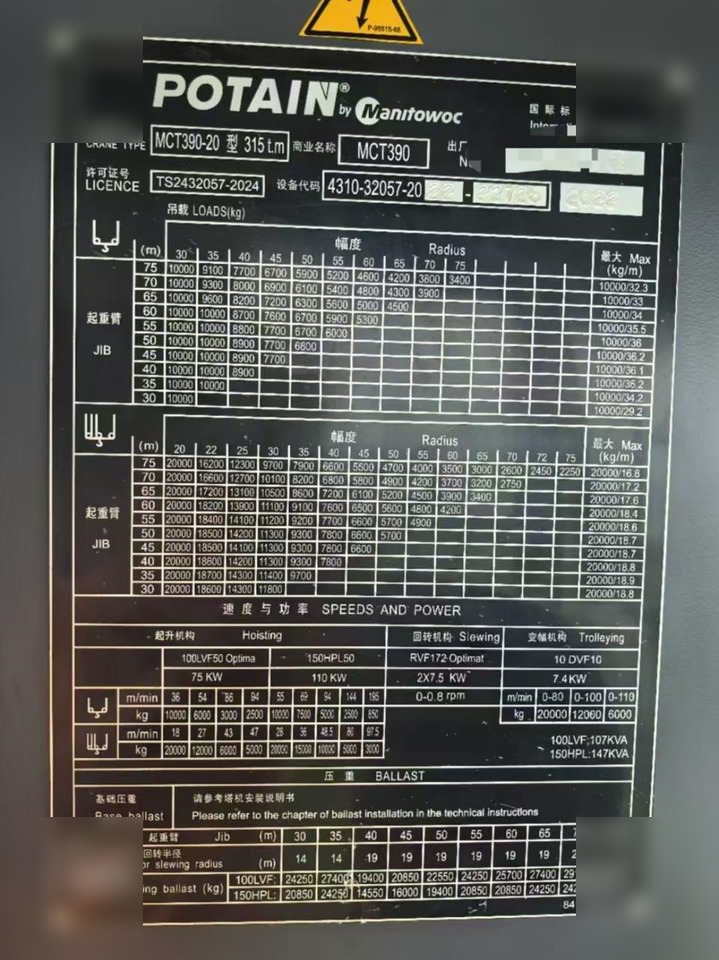 2022 POTAIN MCT390 - עגורן מגדל: תמונה 3 2022 POTAIN MCT390 - עגורן מגדל: תמונה 3