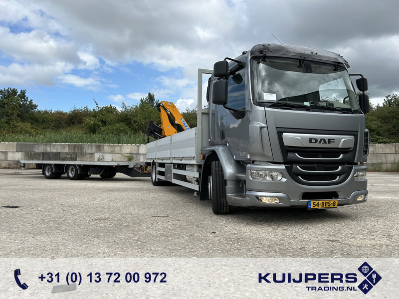 DAF LF 320 FA 19T + Burg BPM 0018 Trailer / Effer 175.2/c3s Crane / NL Combi - משאית צד נופל/ שטוחה, משאית מנוף: תמונה 1 DAF LF 320 FA 19T + Burg BPM 0018 Trailer / Effer 175.2/c3s Crane / NL Combi - משאית צד נופל/ שטוחה, משאית מנוף: תמונה 1