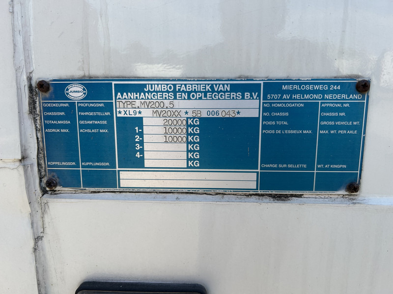 קרון נגרר בתיבה סגורה Jumbo MV 200.5 / Box / BPW Drum / Schamelwagen - Molen aanhanger: תמונה 14