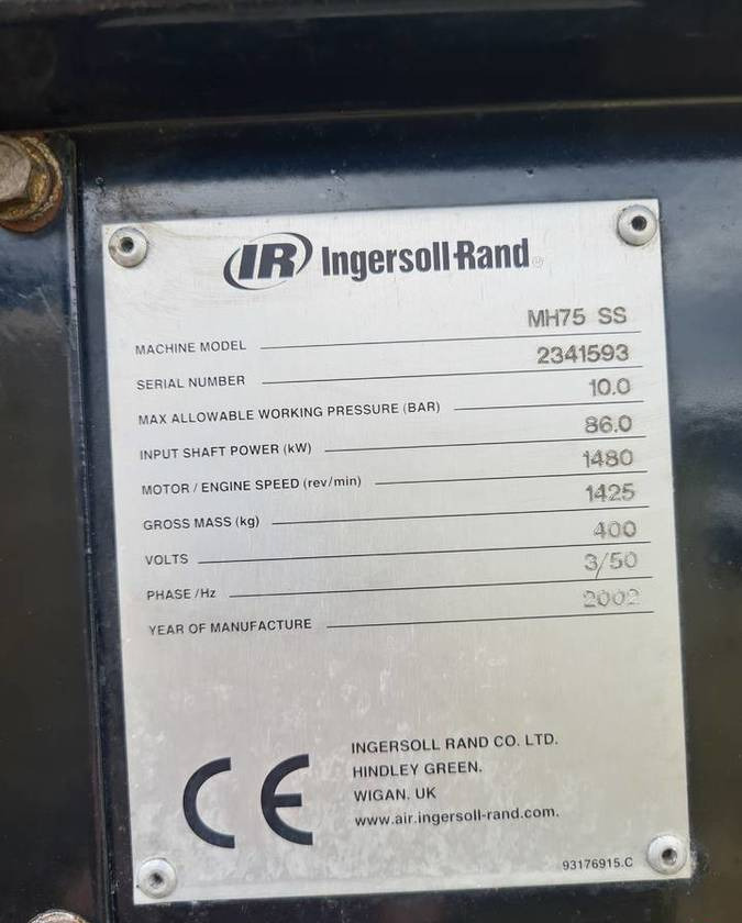 Kompresor śrubowy INGERSOLL RAND MH75 - מדחס אוויר: תמונה 5 Kompresor śrubowy INGERSOLL RAND MH75 - מדחס אוויר: תמונה 5