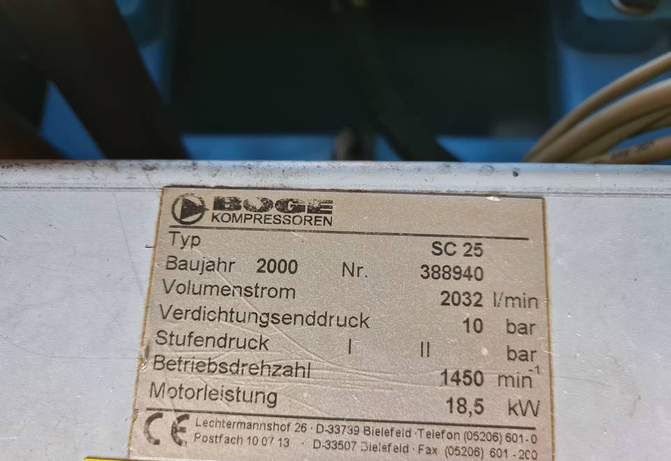 מדחס אוויר Sprężarka tłokowa BOGE SC 25, 18,5 kw: תמונה 6