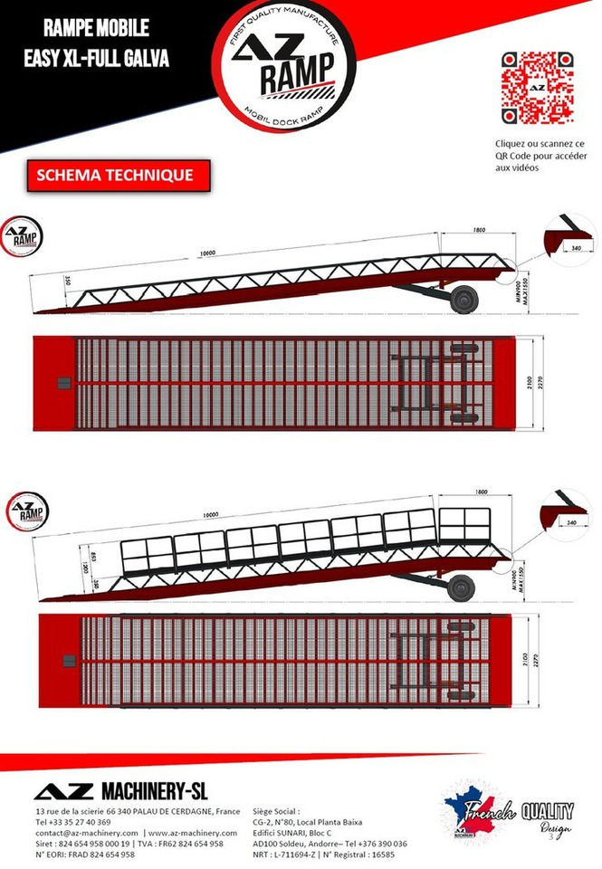 חָדָשׁ רמפת העמסה AZ RAMP-EASY XL-12 FULL GALVA. WIDE Mobil Galvanizate Loading Ramp With Level Off, 12 t Capacity: תמונה 8