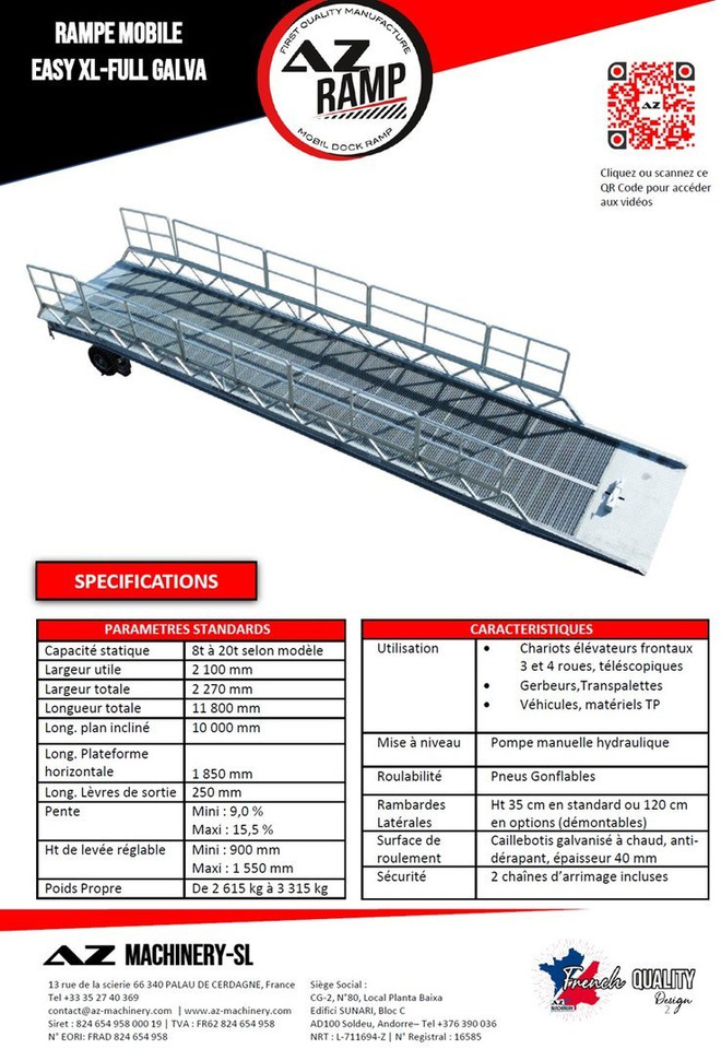 חָדָשׁ רמפת העמסה AZ RAMP-EASY XL-12 FULL GALVA. WIDE Mobil Galvanizate Loading Ramp With Level Off, 12 t Capacity: תמונה 7