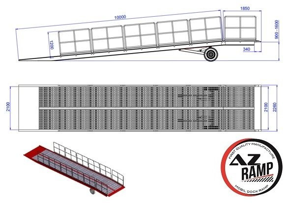 חָדָשׁ רמפת העמסה AZ RAMP-EASY XL-12-RL . Mobil Loading Ramp  WIDE With Level Off, 12 t Capacity: תמונה 10