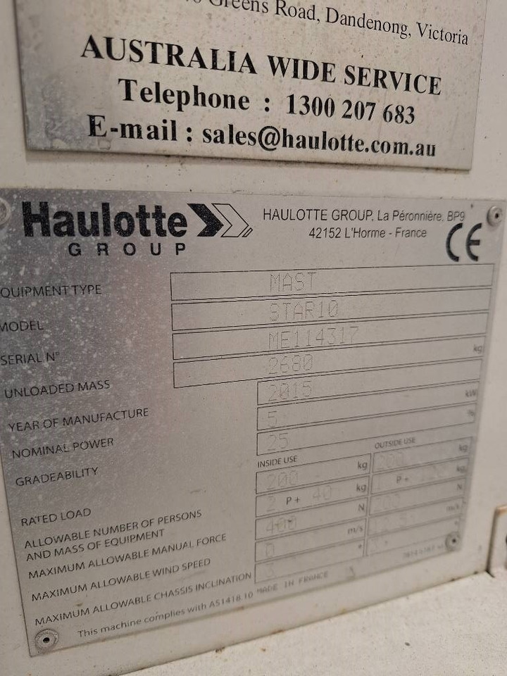 Haulotte Star 10 - מוט טלסקופי: תמונה 3 Haulotte Star 10 - מוט טלסקופי: תמונה 3