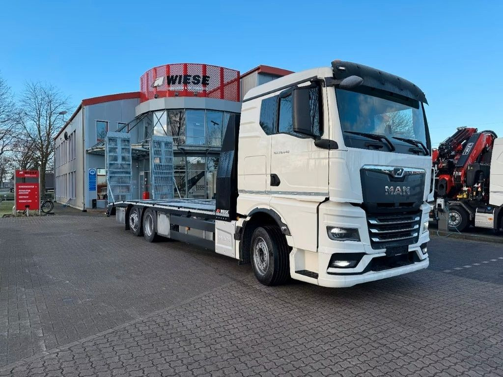 MAN Baumaschinen- Arbeitsbühnentransporter Rampen - משאית צד נופל/ שטוחה: תמונה 1 MAN Baumaschinen- Arbeitsbühnentransporter Rampen - משאית צד נופל/ שטוחה: תמונה 1