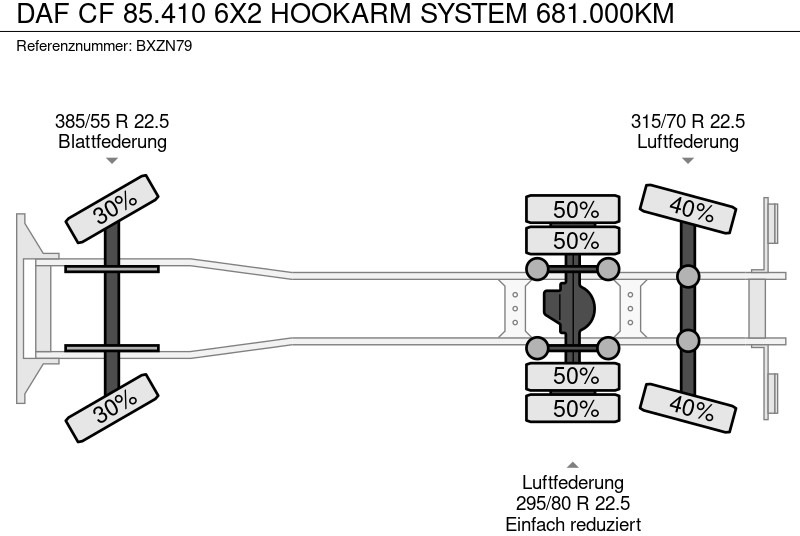 משאית הרמת וו DAF CF 85.410 6X2 HOOKARM SYSTEM 681.000KM: תמונה 9