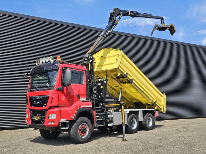 MAN TGS 33.480 6x6 / PALFINGER Z CRANE / 2 SIDE TIPPER - מזהיר, משאית מנוף: תמונה 1 MAN TGS 33.480 6x6 / PALFINGER Z CRANE / 2 SIDE TIPPER - מזהיר, משאית מנוף: תמונה 1
