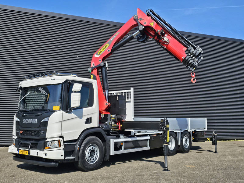 משאית צד נופל/ שטוחה, משאית מנוף Scania P410 6x2*4 / PALFINGER 35 tm CRANE + WINCH: תמונה 7