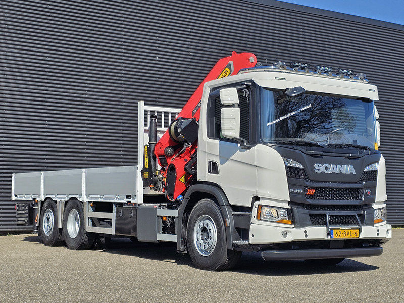 משאית צד נופל/ שטוחה, משאית מנוף Scania P410 6x2*4 / PALFINGER 35 tm CRANE + WINCH: תמונה 14