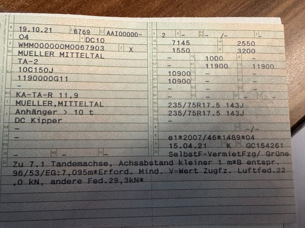 Müller-Mitteltal 2 Achs 3 Seitenkipper 11900 Kg - קרון נגרר עם מזהיר: תמונה 2 Müller-Mitteltal 2 Achs 3 Seitenkipper 11900 Kg - קרון נגרר עם מזהיר: תמונה 2