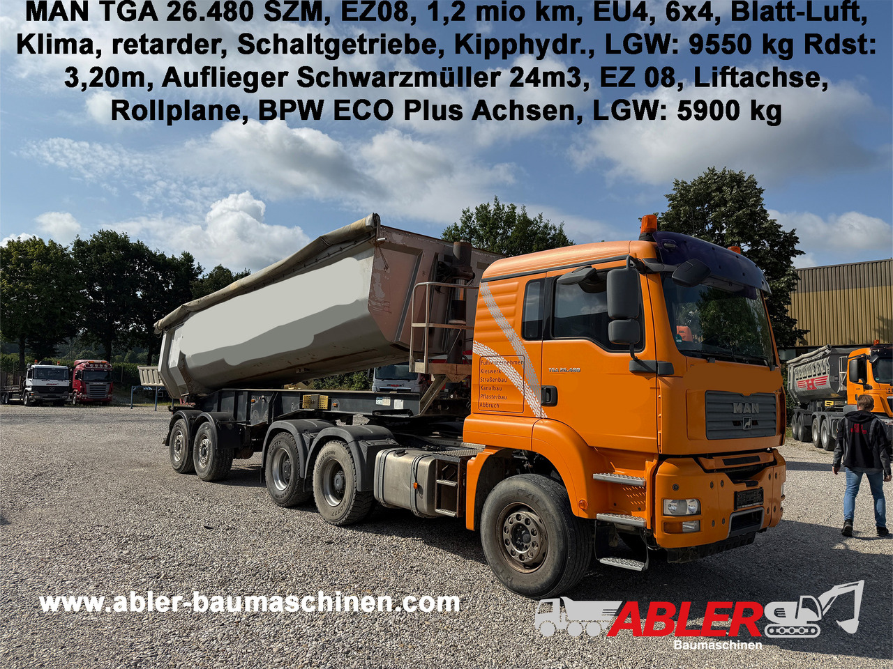 MAN TGA 26.480 6x4 SZM mit Kippauflieger - מזהיר: תמונה 1 MAN TGA 26.480 6x4 SZM mit Kippauflieger - מזהיר: תמונה 1