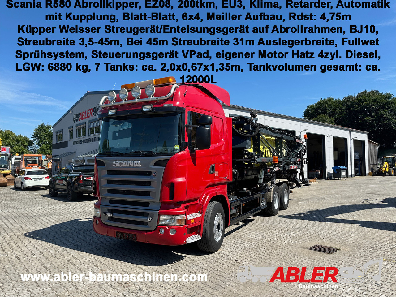 Scania R580 Abrollkipper V8 Mit Küpper Weisser Enteisungsgerät 45m - משאית הרמת וו: תמונה 1 Scania R580 Abrollkipper V8 Mit Küpper Weisser Enteisungsgerät 45m - משאית הרמת וו: תמונה 1