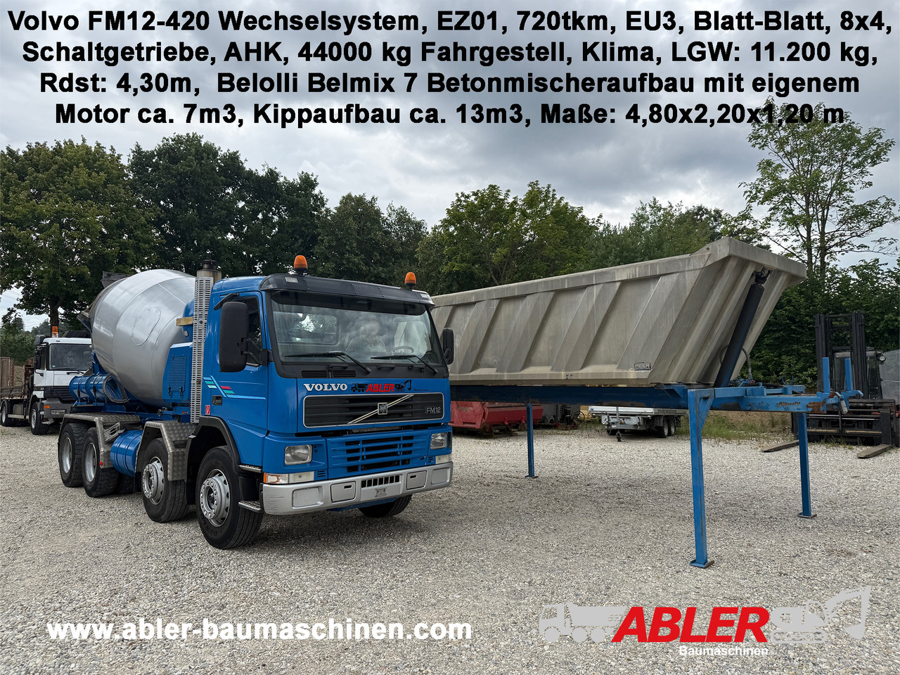 Volvo FM 12 420 WECHSELSYSTEM Betonmischer + Kipper AHK Klima - משאית מערבלת בטון: תמונה 1 Volvo FM 12 420 WECHSELSYSTEM Betonmischer + Kipper AHK Klima - משאית מערבלת בטון: תמונה 1