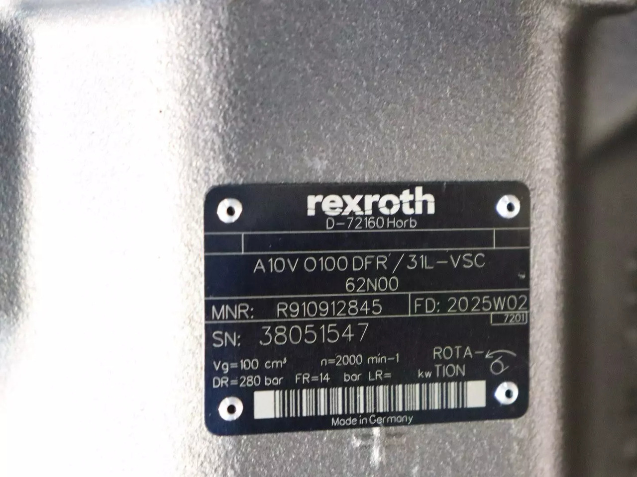 REXROTH A10VO100DFR/31L-VSC62N00 - משאבה הידרולית עבור ציוד לטיפול בחומרים: תמונה 4 REXROTH A10VO100DFR/31L-VSC62N00 - משאבה הידרולית עבור ציוד לטיפול בחומרים: תמונה 4