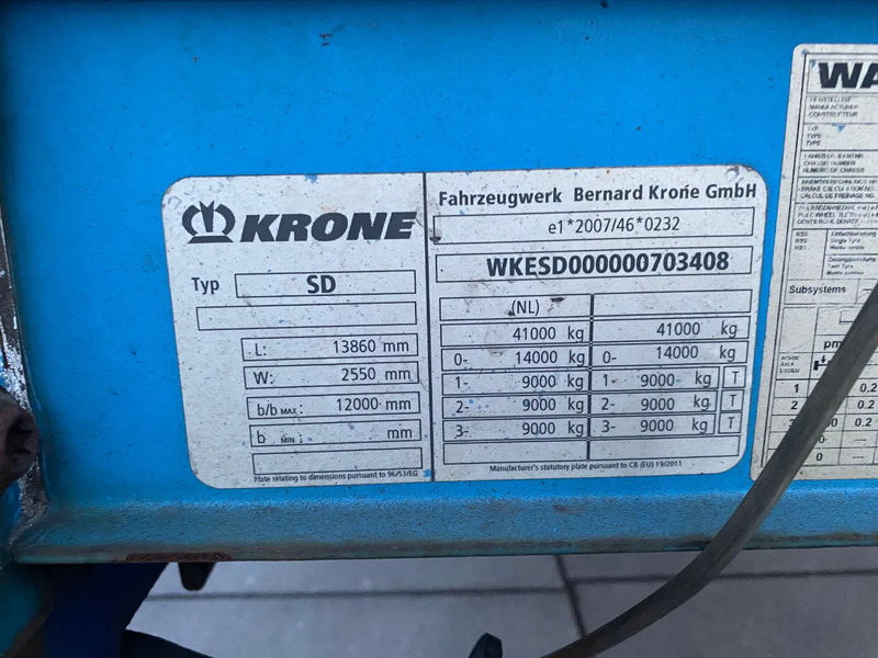 סמיטריילר עם וילונות צד Krone SD / Borden / Tautliner / BPW: תמונה 10 סמיטריילר עם וילונות צד Krone SD / Borden / Tautliner / BPW: תמונה 10