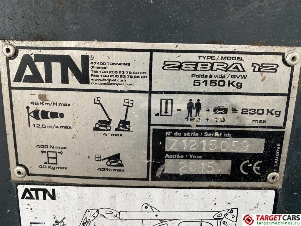 זרוע מרפקי ATN Zebra 12 Articulated 4x4 Diesel Boom Lift 1220cm: תמונה 10