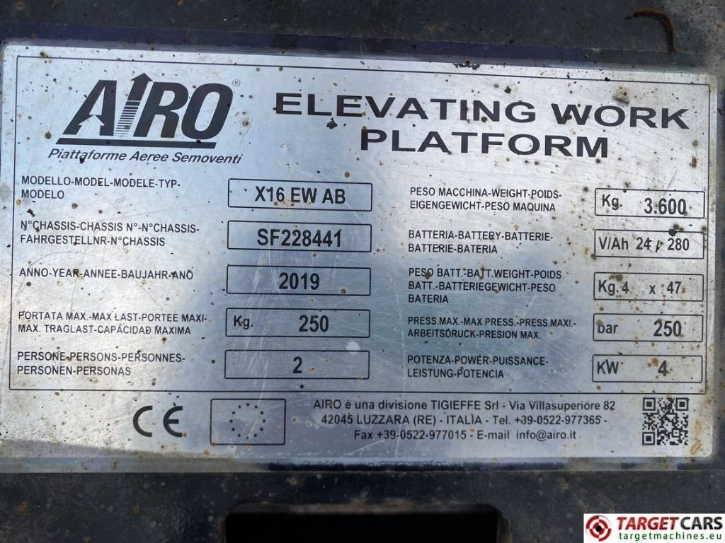 מעלית מספריים Airo X16EW Electric X16 EW Scissor Work Lift 1590cm: תמונה 10