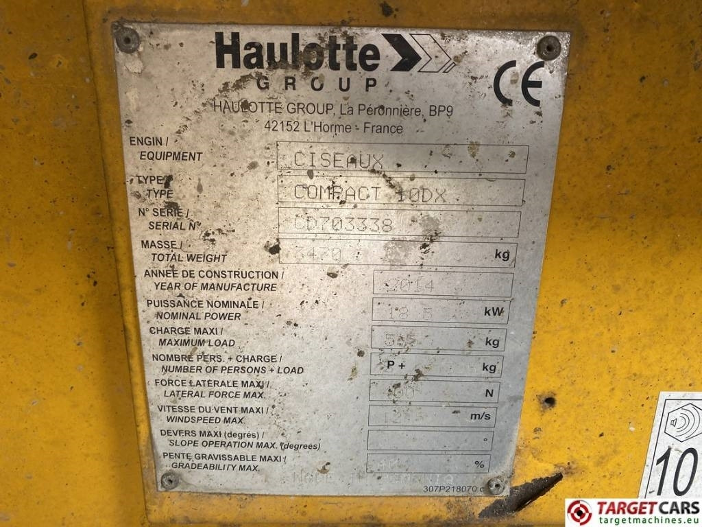 מעלית מספריים Haulotte Compact 10DX Diesel 4x4 Scissor 1015cm DEFECT: תמונה 10 מעלית מספריים Haulotte Compact 10DX Diesel 4x4 Scissor 1015cm DEFECT: תמונה 10