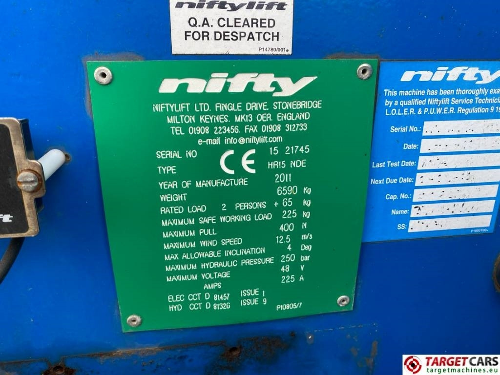 זרוע מרפקי Niftylift HR15NDE HyBrid Articulated Boom Work Lift 1550cm: תמונה 10