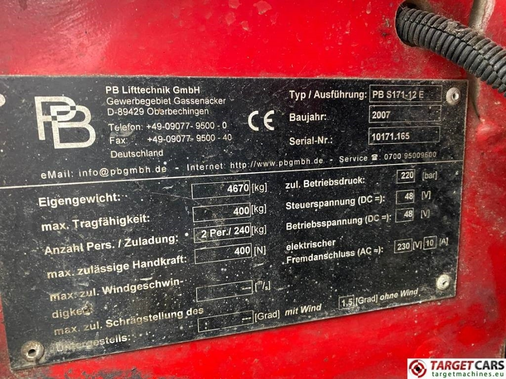 מעלית מספריים PB Lifttechnik S171-12E Electric Scissor Work Lift 1710cm: תמונה 10