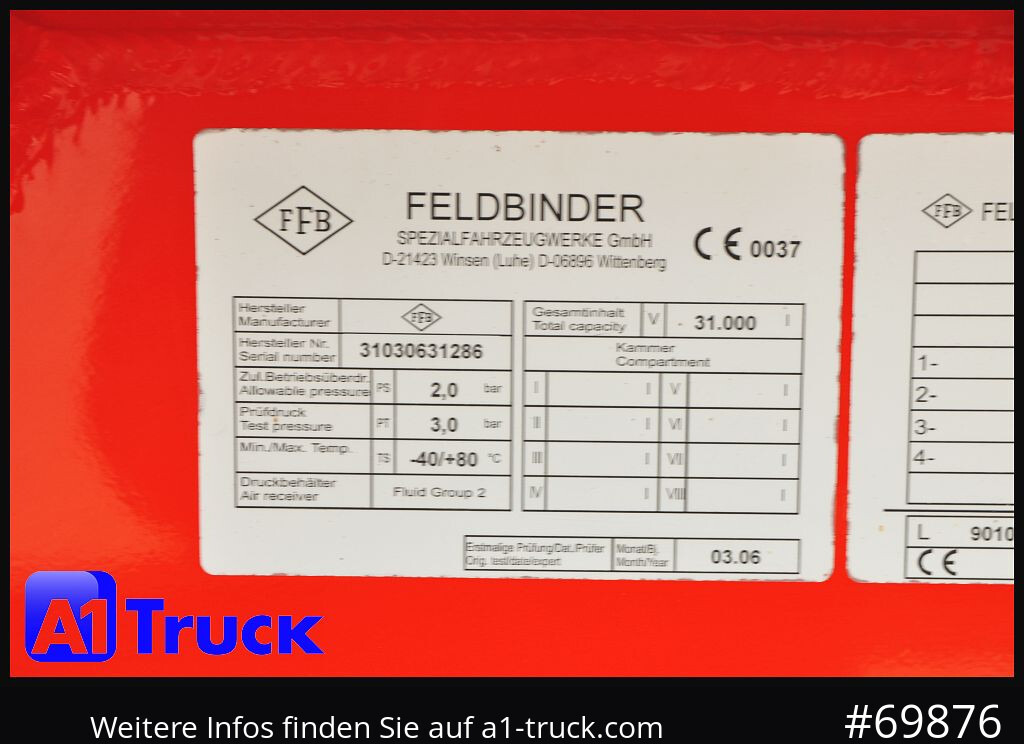 FELDBINDER HEUT 31.2 Silo, Futtermittel, 31m³, 3 Kammern, - קרון נגרר עם מכל: תמונה 2 FELDBINDER HEUT 31.2 Silo, Futtermittel, 31m³, 3 Kammern, - קרון נגרר עם מכל: תמונה 2