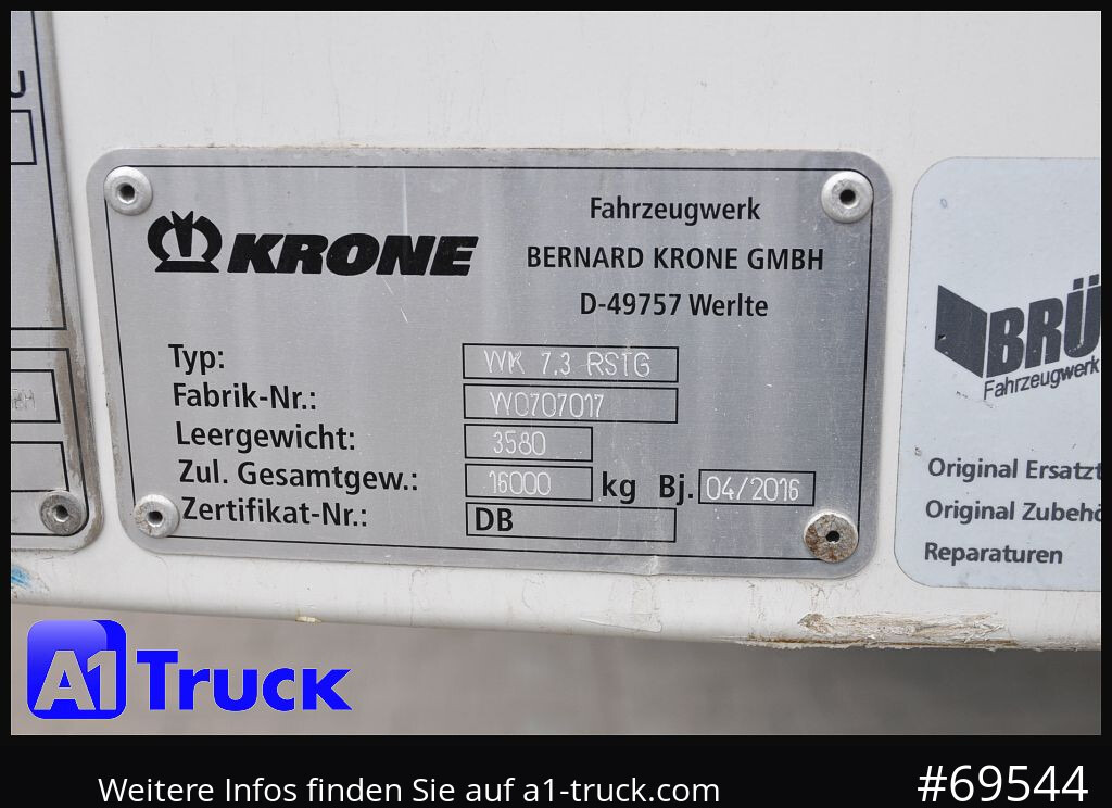 הַחכָּרָה KRONE WB BDF 7,45 Koffer,  2750mm innen, 20 x vorhanden KRONE WB BDF 7,45 Koffer,  2750mm innen, 20 x vorhanden: תמונה 8