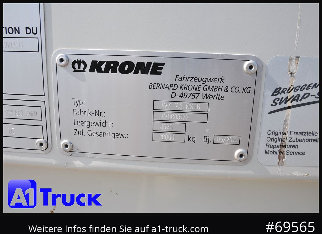 KRONE Wechselbrücke BDF 7,45 Koffer, Textil 2750mm innen, 20 x vorhanden - גוף החלפה - תיבה: תמונה 4 KRONE Wechselbrücke BDF 7,45 Koffer, Textil 2750mm innen, 20 x vorhanden - גוף החלפה - תיבה: תמונה 4