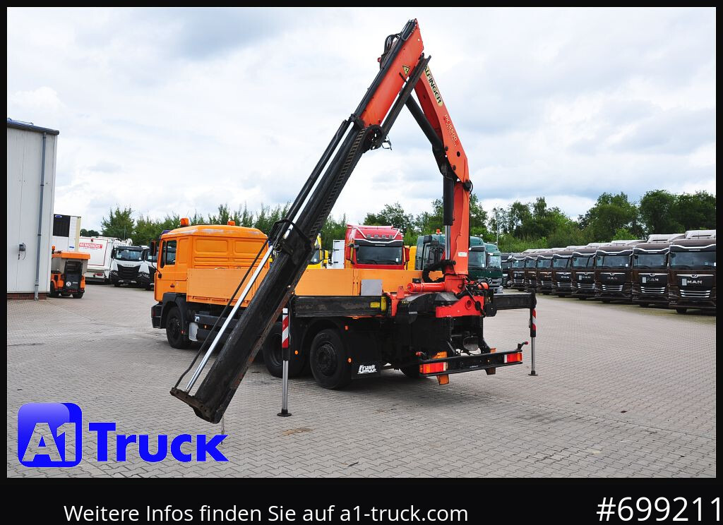 משאית צד נופל/ שטוחה, משאית מנוף MAN MAN F 2000 26.464 Intarder Kran PK 15.500 Funk,: תמונה 12