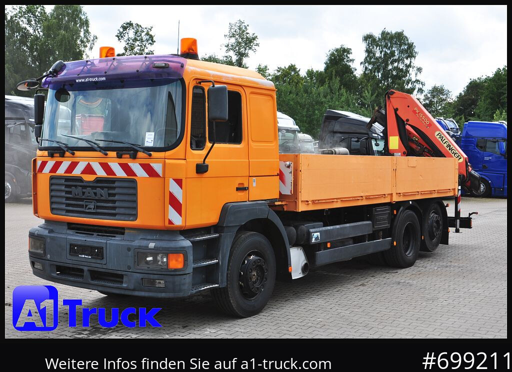 משאית צד נופל/ שטוחה, משאית מנוף MAN MAN F 2000 26.464 Intarder Kran PK 15.500 Funk,: תמונה 11