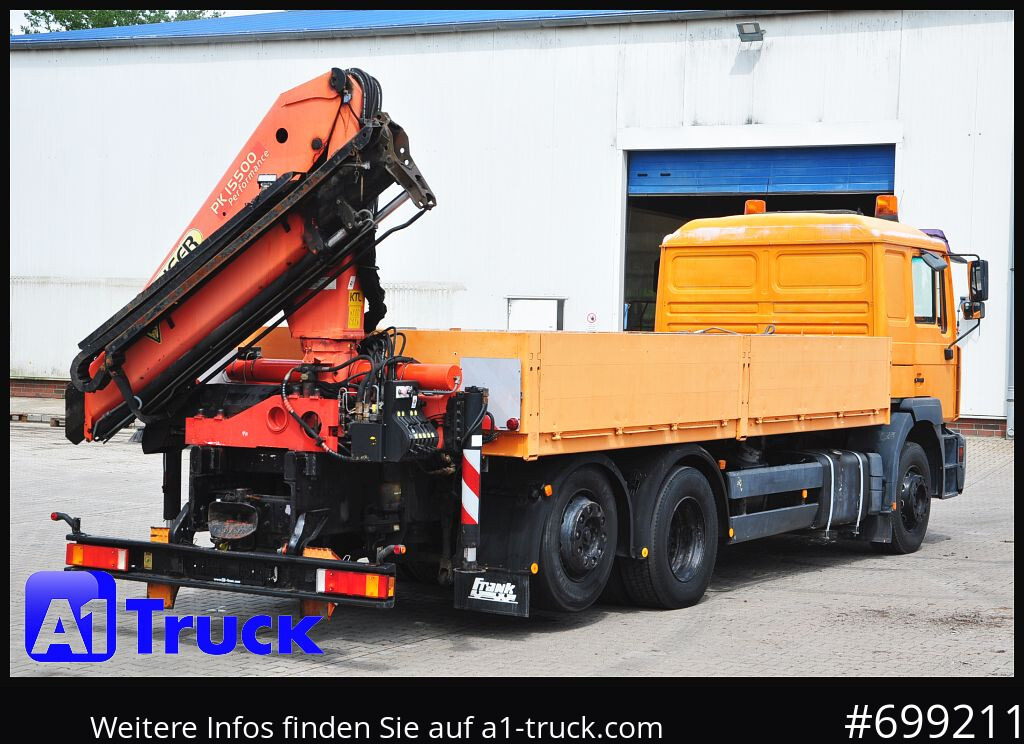 משאית צד נופל/ שטוחה, משאית מנוף MAN MAN F 2000 26.464 Intarder Kran PK 15.500 Funk,: תמונה 8